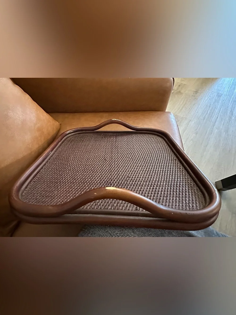 Pier 1 • wicker• rattan • large wooden tray with wood handles